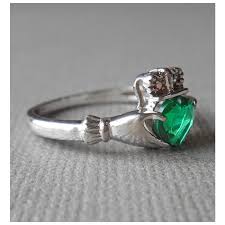 Claddagh Ring Size 8 Sterling Silver Green Heart Shaped ...
