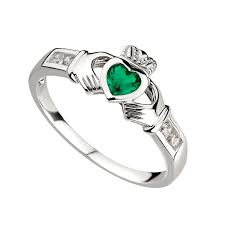 Sterling Silver Claddagh Emerald Ring | Irish Jewelry For ...