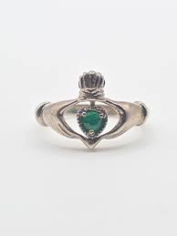 Vintage Sterling Silver 925 NV Emerald Claddagh Reversible ...