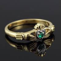 Dainty Gold Claddagh Promise Ring with Ruby