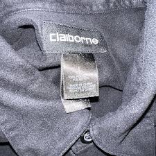 Claiborne Men Black Long Sleeve Button Down Shirt Size Large ...