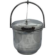 Sheffield Silver Plate Lidded Ice Bucket With Milk Glass ...
