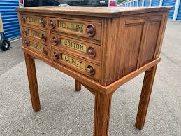 Antique Oak Clarks Country Store Spool Cabinet on Base 33.5 ...