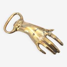 Brass hand bottle opener, 50s | Selency