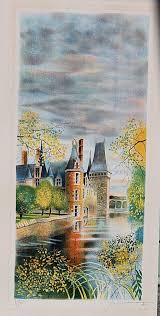 VTG original lithograph of France River limited ed COA ...