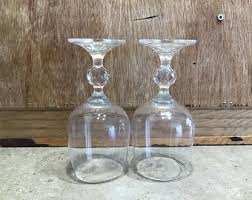 2 Vintage Claudia - Bright Clear Crystal Ball Stem Blown ...