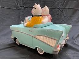 Sold at Auction: CLAY ART CRUISIN CATS H Painted Porc Cookie Jar