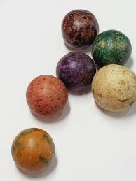 6 ANTIQUE PAINT DECORATED CLAY MARBLES GREEN PURPLE ORANGE RED ESTATE FIND | eBay