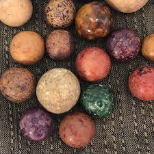 Handful of Antique Clay Marbles in Old Fabric Pouch – critical EYE Finds