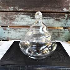 Vintage Glass Jar Clear Glass Round Apothecary Canister Large Knob Lid Mid Century Terrarium Clear Glass Mod Vanity Glassware Anchor Hocking - Etsy