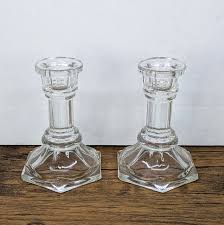 Vintage - 4" F.T.D.A. Clear Glass Hexagonal Base Candlestick ...