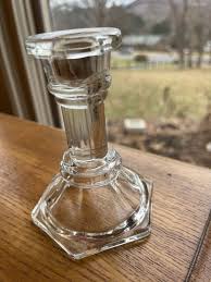 VINTAGE CLEAR 4" TALL GLASS CANDLE HOLDER | eBay