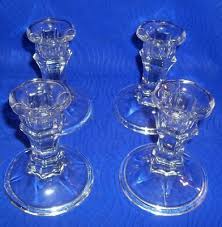 Set of 4 Taper Elegant Clear Glass Candle Holder- 4"H | eBay
