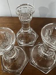 Vintage Clear Glass Candlesticks/Holders 4” Each | eBay