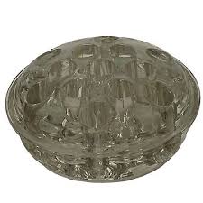 Vintage Clear Glass Flower Frog 13 Holes Round Floral ...