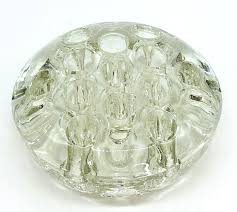 Large Clear Glass Flower Frog 13 Holes 4.5" Wide | eBay