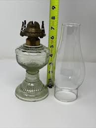Antique Green Glass Oil Lamp Anchor Pattern Miller Victor Burner | eBay