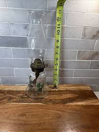 Vintage Clear Glass Oil Lamp Hand Painted Flowers 12” w/ Chimney Eagle Lamp | eBay