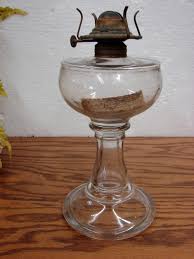 Antique Glass Oil Lantern Flared Bulbous Kerosene Lamp - Moose-R-Us.Com Log Cabin Decor