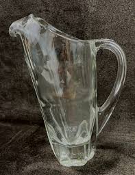 Heavy Clear Glass Water Pitcher Gated Spout Vintage | eBay