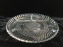 Vintage Clear Glass Divided Serving Platter | eBay Australia