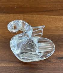 Art Glass Swan 8 oz Paperweight Figurine Clear Controlled ...