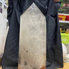 96LB TOP Natural clear quartz obelisk carved crystal wand ...