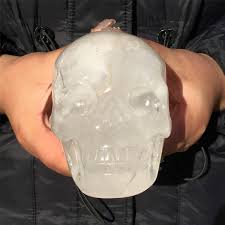 2.57lb Natural White Quartz Carved Crystal Skull Reiki ...