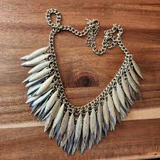 Two Tone Statement Necklace 20" Goldtone Chain | eBay