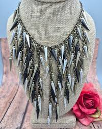 Tri Tone Brutalist Punk Dangle Chain Bar Collar Statement ...