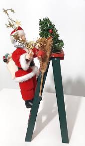 Vintage Traditional Santa Climbing Ladder Musical Toy Sack ...