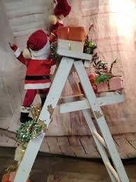 vintage Wooden Santa ladder AS IS handmade gifts elf tree ...