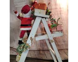 Vintage Wooden Santa Ladder AS IS Gifts Elf Tree Mistletoe ...