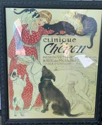 Paris Clinique Cheron Framed Under Glass Dog Cat Art by T ...