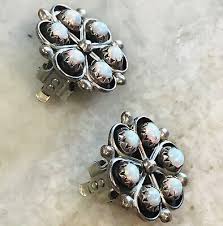 VTG Navajo Southwest Earrings Opal Clips On MCM MOD Dogtooth Teardrop 3/4” RARE | eBay