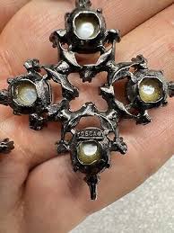 Stunning Vintage Gerard Yosca Pearl Multi-Color Rhinestone Dangle Earrings | eBay