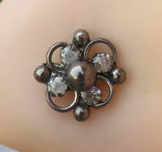 Black Flower Nose Stud: Sterling Silver Indian Nose Ring - Etsy