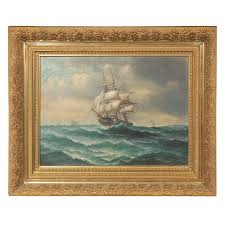 19th Century Signed American Oil Painting of a Ship at Sea at 1stDibs | oil paintings of ships at sea, painting of ship, oil painting ship at sea