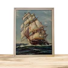 Vintage Clipper Ship Print: Santa Maria, Framed Nautical Art ...