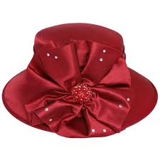 MEDIUM BRIM SATIN DRESSY HAT WITH A BROOCH ACCENT MEZ2743 ...