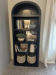 Ebern Designs Bookcase 5 Shelf Arched Bookshelf 71.65in Tall Bookcase Farmhouse Display Storage Rack Wooden Bookshelves for Home Office | Wayfair