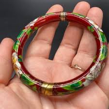 Vintage Burgundy Enamel Brass Bangle Latch Bracelet - Etsy Australia