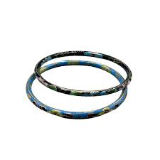 Thin Cloisonne Bangles Bracelets Black and Blue Color Enamel ...