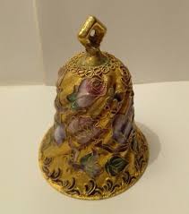 Vintage Cloisonne Bell Ornament Gold Tone Metal Over Enamel ...