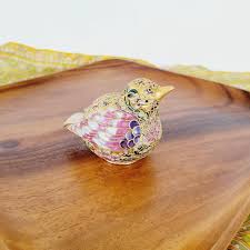 Small Colorful Cloisonne Bird Figurine. Gold Enamel ...