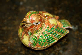 Cloisonné Bird Dove Christmas Ornament Enamel Colorful Gold ...