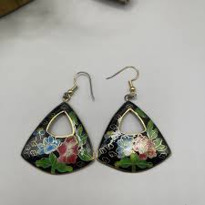 Vintage Multicolor Floral Closionne Pierced Dangle Earrin | eBay