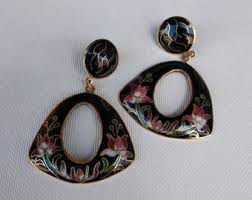 Buy Vintage Chinese Cloisonne Stud Earrings, Gold-plated ...
