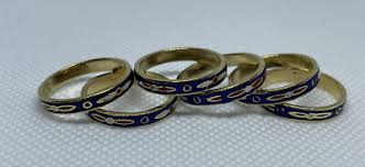 Vintage Cloisonne Enamel and Bronze 3mm Navy Blue Ring, 6 Sizes Available | eBay