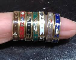 Thin Chinese Cloisonné Floral Design Rings Set of 7 - Etsy